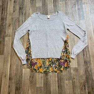 Sundance Floral Back Knit Blouse Size Large Cotton Cashmere Silk
